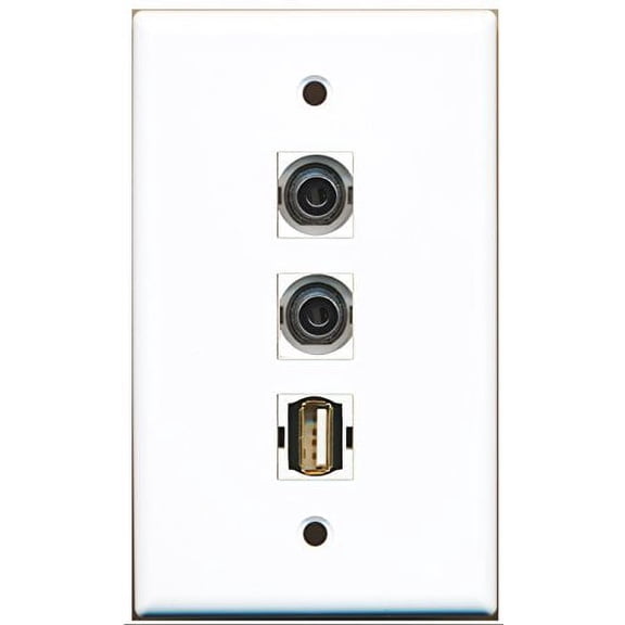 RiteAV - 1 Port USB A-A 2 Port 3.5mm Wall Plate