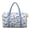 Blue Floral Bow Print, variant on Garronmavis Large Quilted Duffle Bag for Women, Cherry Blossom Hummingbird Weekender Bag Overnight Travel Bag, Carry On Gym Dance Tote with Zipper Pockets
