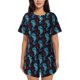 thumbnail image 1 of Balery Blue Seahorse Conjunto de Pijama para Mujer con Estampado, Dos Piezas de Manga Corta y Shorts, Ropa de Dormir Suave con Cuello Redondo y Bolsillos-Large, 1 of 6