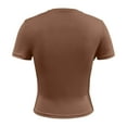 thumbnail image 4 of QHFBli Womens Short Sleeve Crop Top Crew Neck Y2K Shirt Sexy Slim Fitted Casual Base Layer Soft Workout Shirt Going Out Tops, 4 of 5