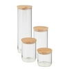 Honey Can Do 4-Piece Glass Jar Storage Set, Bamboo Lids, Natural