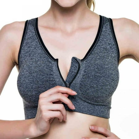 

Front Buckle Zipper No Steel Professional Shockproof Vest Running Yoga Fitness Sports Bra