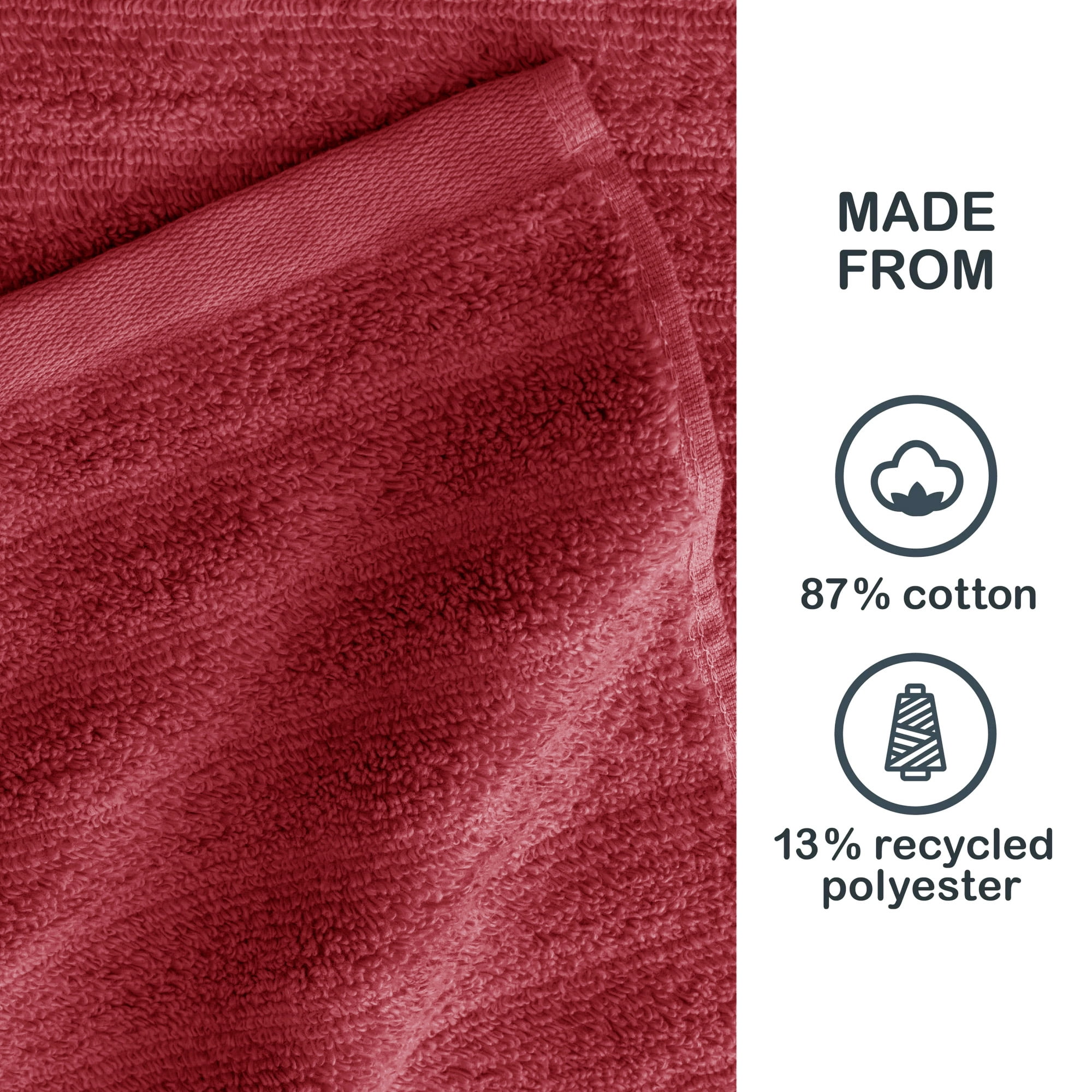 Mainstays Performance Textured Bath Sheet, 62" X 30", Red Sedona