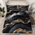 thumbnail image 2 of Feelyou Fashion Abstract Stripe Bed Sheets for Adult, Bling Marble Ombre King Sheets, Watercolor Art Black Sheet Set, Lightweight Room Decor, 4 Pieces, 2 of 7