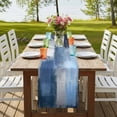 thumbnail image 3 of Navy Blue Ombre Table Runner 108 Inches Long, Modern Oil Painting Geometric Cotton Linen Table Runners Dresser Scarves, Decorative Fabric Tabletop Scarf Furniture Cover for Home Dinner Party 13"x108", 3 of 8
