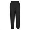thumbnail image 4 of oqasdz Women Casual Joggers with Drawstring Waist Pocket Wide Leg Soft Comfort Solid Color Pants Work School Stretch Outdoor Activities, 4 of 5