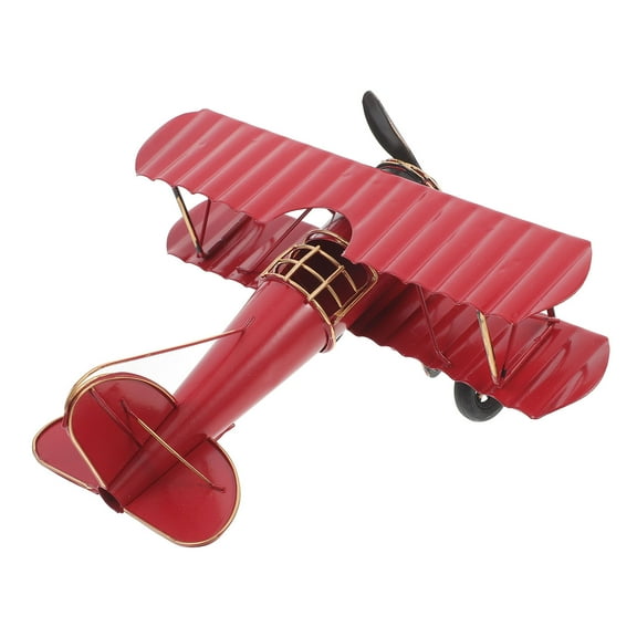 WASHWEPE 1Pack Metal Airplane Decoration Red Color Biplane Shape for Office and Home Use