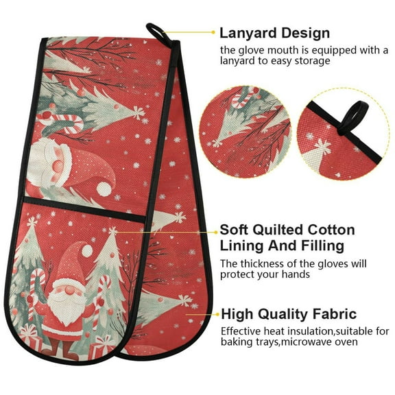 BZSMCE Oven Mitts Santa Claus and Christmas Tree Creative Pattern Resistant Kitchen Gloves