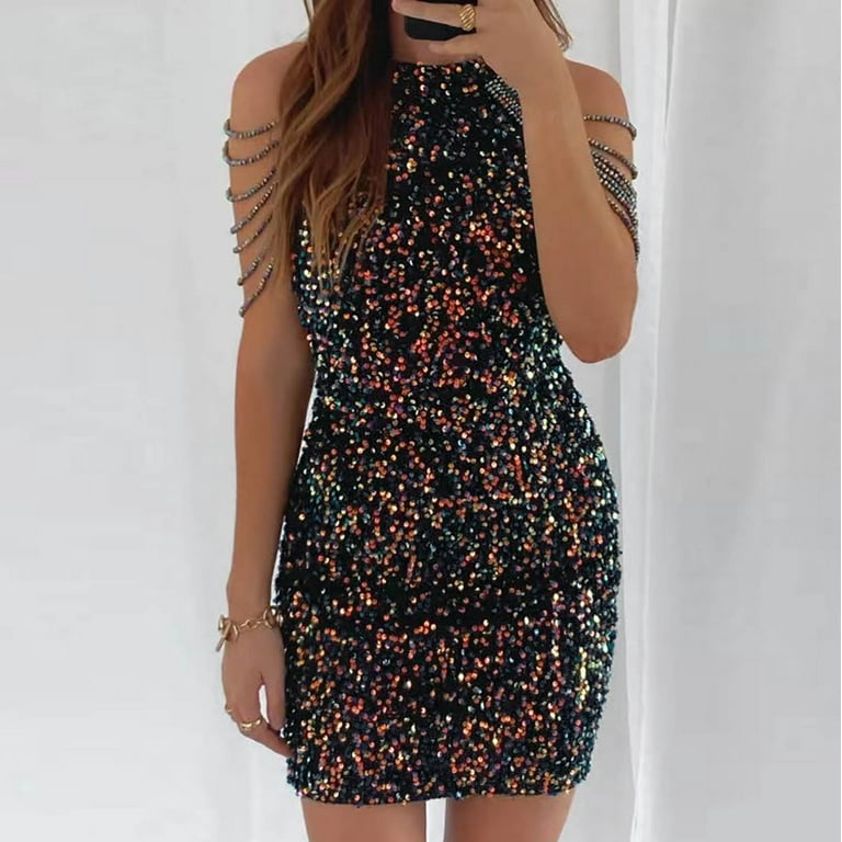 Hfyihgf Women's Cocktail Dresses Sleeveless Sequin Evening Party Formal Dress Elegant Sexy Off Shoulder Bodycon Mini Dresses(Black,L) - Walmart.com Hfyihgf Women's Cocktail Dresses Sleeveless Sequin Evening Party Formal Dress Elegant Sexy Off Shoulder Bodycon Mini Dresses(Black,L) - Walmart.com
