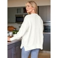 thumbnail image 4 of Women'S Oversized Batwing Sweaters 2025 Fall Outfits Trendy Crewneck Knit Side Slit Fashion Pullover Tops White M, 4 of 6