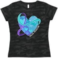thumbnail image 3 of Inktastic Suicide Prevention Awareness Purple and Teal Heart Ribbon Women's T-Shirt, 3 of 5