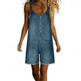thumbnail image 2 of Ailaofu Womens Adjustable Strap Denim Overalls Shorts Button Front Casual Loose Fit Romper Shorts with Pockets, 2 of 6