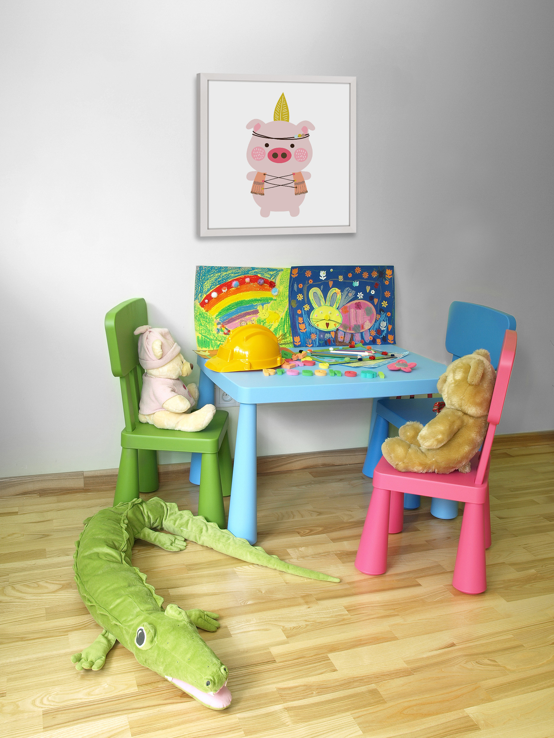 "Hipster Pig" Framed Painting Print