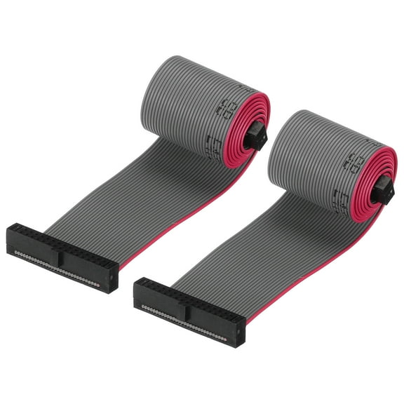 IDC 30Pin Flat Ribbon Cable, 1.27mm Pitch FC to FC Connector 30cm Length Grey Jumper Wire Computer DVD, 2Pcs