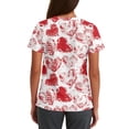 thumbnail image 3 of Valentine Day Nursing Scrubs Womens V Neck Love Heart Print Plus Size Uniforms Short Sleeve Medical Cute Scrub Tops with Pockets Pink S, 3 of 5