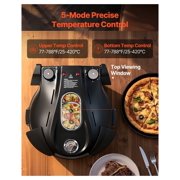 Pizza Oven, 12 in Electric Pizza Maker, 1200W Electric Pizzas Cooker with Cordierite Stone, 5-Mode Temperature Control, Viewing Window for Precise Cooking, Heats up to 788 ˚F, for Home (Black)
