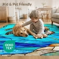 thumbnail image 4 of ODIKA 8'x10' Washable Area Rug Nautical Turtle Teal Stained Ocean Mosaic Entryway Beachy Cherry for Dining Room, Large Office, Lounge, Non-Slip Chair-Friendly Mat, 4 of 7