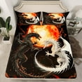 thumbnail image 2 of Feelyou Black White Dragon Queen Sheet Sets, Red Moon Volcano Flame Flat Sheet, Wild Animal Wildlife Queen Fitted Sheet for Boys, Kids Room Decor, 2 of 7