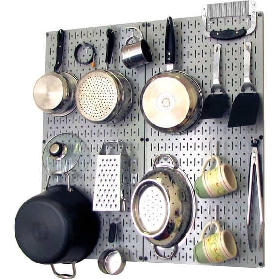 Kitchen Pegboard Pack Storage & Organization Kit, Gray & White - 32 x 32 x 6 in.