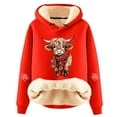 thumbnail image 3 of TrendOFT Women's Merry Christmas Oversized Hoodies Highland Cow Graphic Sweatshirts Funny Xmas Holiday Pullover with Pocket Red XL, 3 of 3