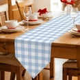 thumbnail image 2 of Light Blue Plaid Table Runner Linen Burlap Table Runner 90 Inches Long Modern Minimalist Country Dresser Scarves for Kitchen Island Coffee Dining Room Party Wedding Banquet Holiday Decoration 13"x90", 2 of 8