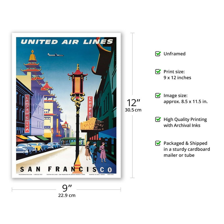 San Francisco USA - Chinatown - United Air Lines - Vintage San Francisco USA - Chinatown - United Air Lines - Vintage