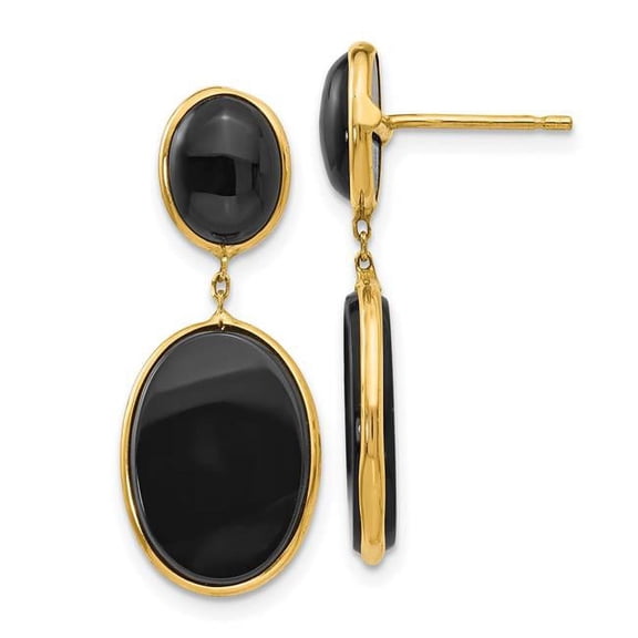 Primal Gold 14 Karat Yellow Gold Onyx Oval Dangle Earrings