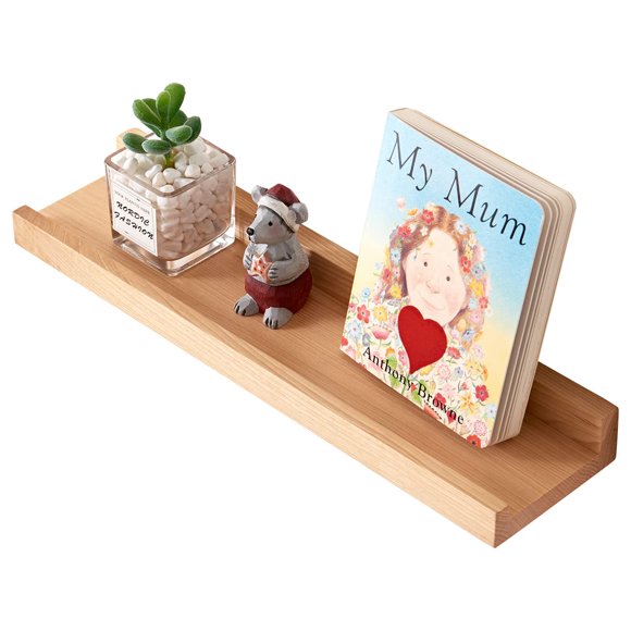 HOMWOO Étagères Flottantes en Bois Naturel Étagères Murales Montées au Mur pour Maison, Salon, Chambre, Salle de Bain, Bureau, 16 Pouces (Naturel, 16 Pouces)