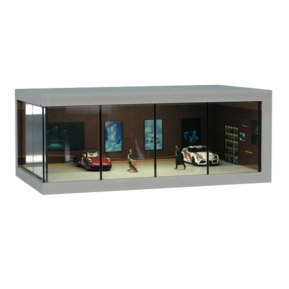 PatungKu 1/64 Scale Diecast Model Car Display Case for Toy Car Storage with LED Lights