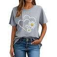 thumbnail image 1 of Pisexur Hauts pour Femmes T-Shirt Graphique de la Saint-Valentin - Col Rond Manches Courtes Imprimé Gris,G, 1 of 5