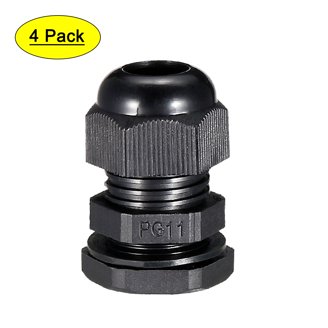 Baomain PG16 Black Waterproof Cable Glands - IP68 Rated, Nylon PA66, Pack Of 10