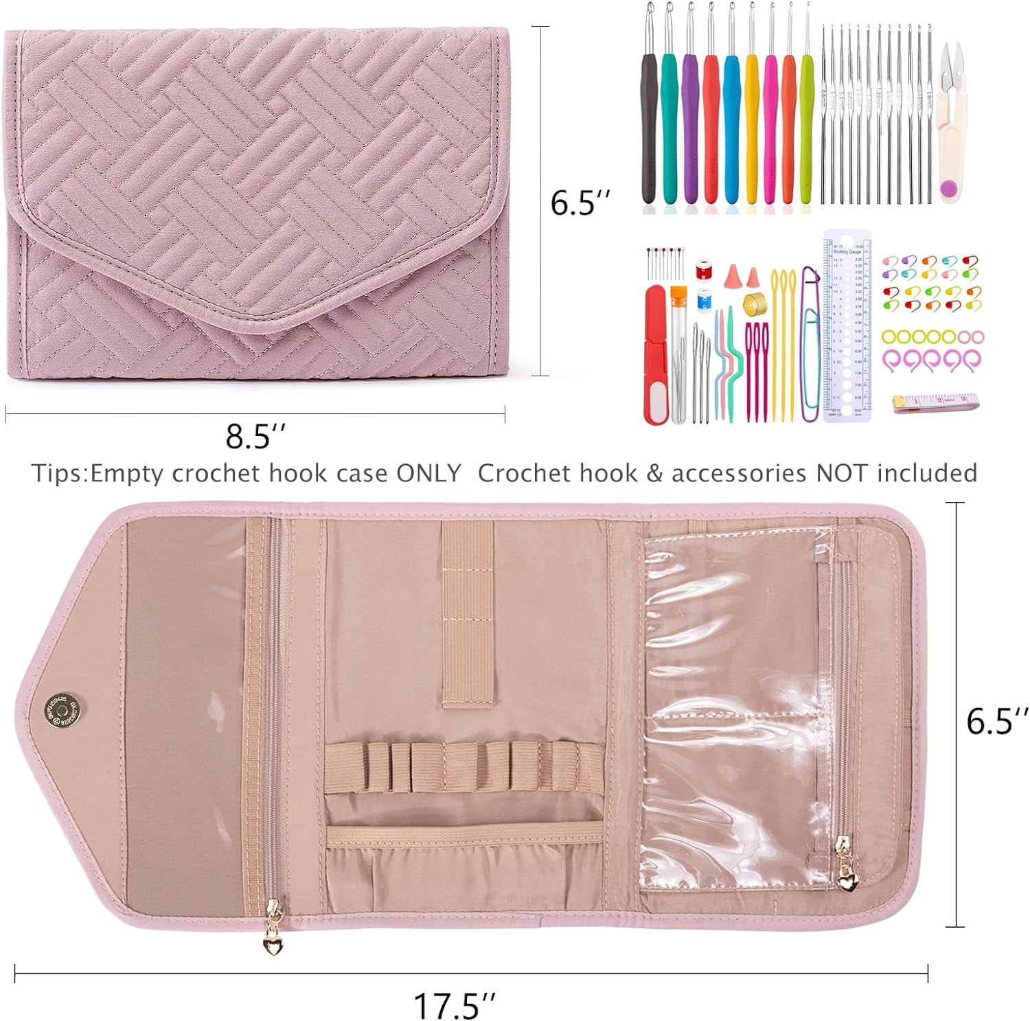 Crochet Hook Case - Foldable Organizer Knitting & Supplies Accessory