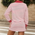 thumbnail image 2 of Arlun Womens Striped 2 Piece Outfits Casual Sweatshirt Skirt Set V-Neck Long Sleeve and Stretch Short Skirts Loose Fit Soft Comfy Workout Matching Loungewear Sets 2-Red XL, 2 of 6