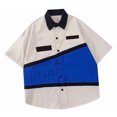 thumbnail image 3 of Camisa con botones bordada con estampado de letras para hombre, blusa de manga corta con cuello vuelto Retro de verano, 3 of 8