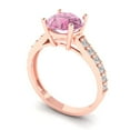 thumbnail image 2 of 2.3 ctw Solitaire with Zirconia Diamond Accents Anniversary Ring for Women | Round Cut Simulated Pink Diamond | Hyperallergenic Solid 14K Rose Gold, 2 of 8