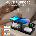 thumbnail image 2 of 15W 4-in-1 Wireless Charging Station with Alarm Clock & Night Light – Fast Charger for iPhone, Apple Watch, AirPods & Android – Black, 2 of 10