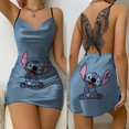 thumbnail image 1 of Vestidos de fiesta con nudo de lazo, minivestido de Disney Stitch, falda de pijama, superficie satinada, moda para mujer, verano 2024, encaje Sexy sin espalda, Disney, 1 of 5