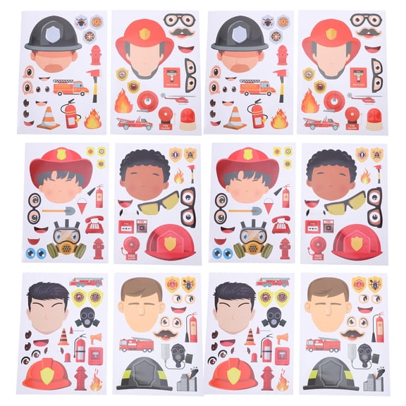 DEEPCRAFF Firefighter Stickers Assorted Colors for Party Decorations, Birthday Supplies, Kids Crafts and Scrapbooking