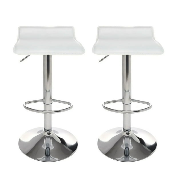 Taburetes de bar (2 unidades, altura regulable, de piel sintética, barra giratoria, mesa de cocina, altura de bar, taburetes, sillas de comedor, 2 unidades) Color Blanco Stay Elit Minimalista
