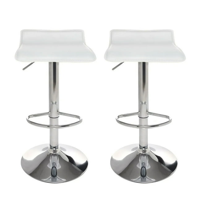 Taburetes de bar (2 unidades, altura regulable, de piel sintética, barra giratoria, mesa de cocina, altura de bar, taburetes, sillas de comedor, 2 unidades) Color Blanco Stay Elit Minimalista