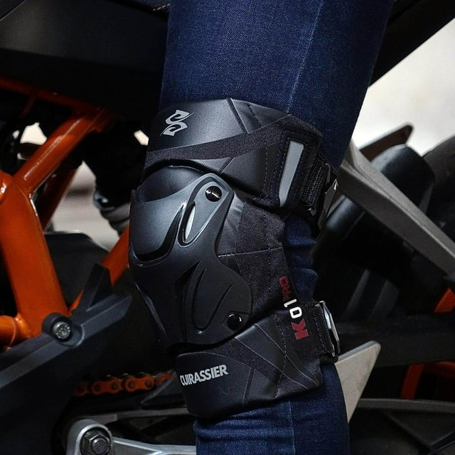 Langgg 2x Motorcycle Knee Pads K01-3 for Motocross Racing Reflective Adjustable EVA Black