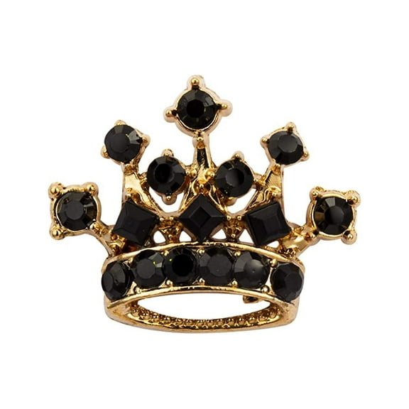 Knighthood Golden Crown with Black Stone Detailing Lapel Pin Brooch Shirt Stud for Men