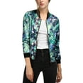 thumbnail image 2 of INSPIRE CHIC Blouson Bomber Court à Imprimés Floraux pour Femme à Col Montant à Fermeture à Glissière, 2 of 4
