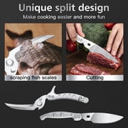 Charext Heavy Duty Poultry Shears - A Must Have Kitchen Shears for Chicken and Meat Cutting - Dishwasher Safe and Stainless Food Kitchen Scissors (Silver)