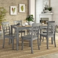 thumbnail image 2 of Lexington Large Wood Dining Set with 6 Window Back Chairs, Antique Grey, 2 of 6