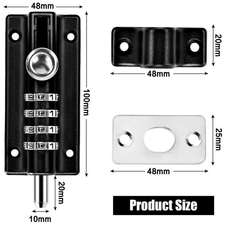 Cabinet Lock Combi-Bolt, Heavy Duty, 4-Dial Combination, 3/8 Diameter —  Countryside Locks