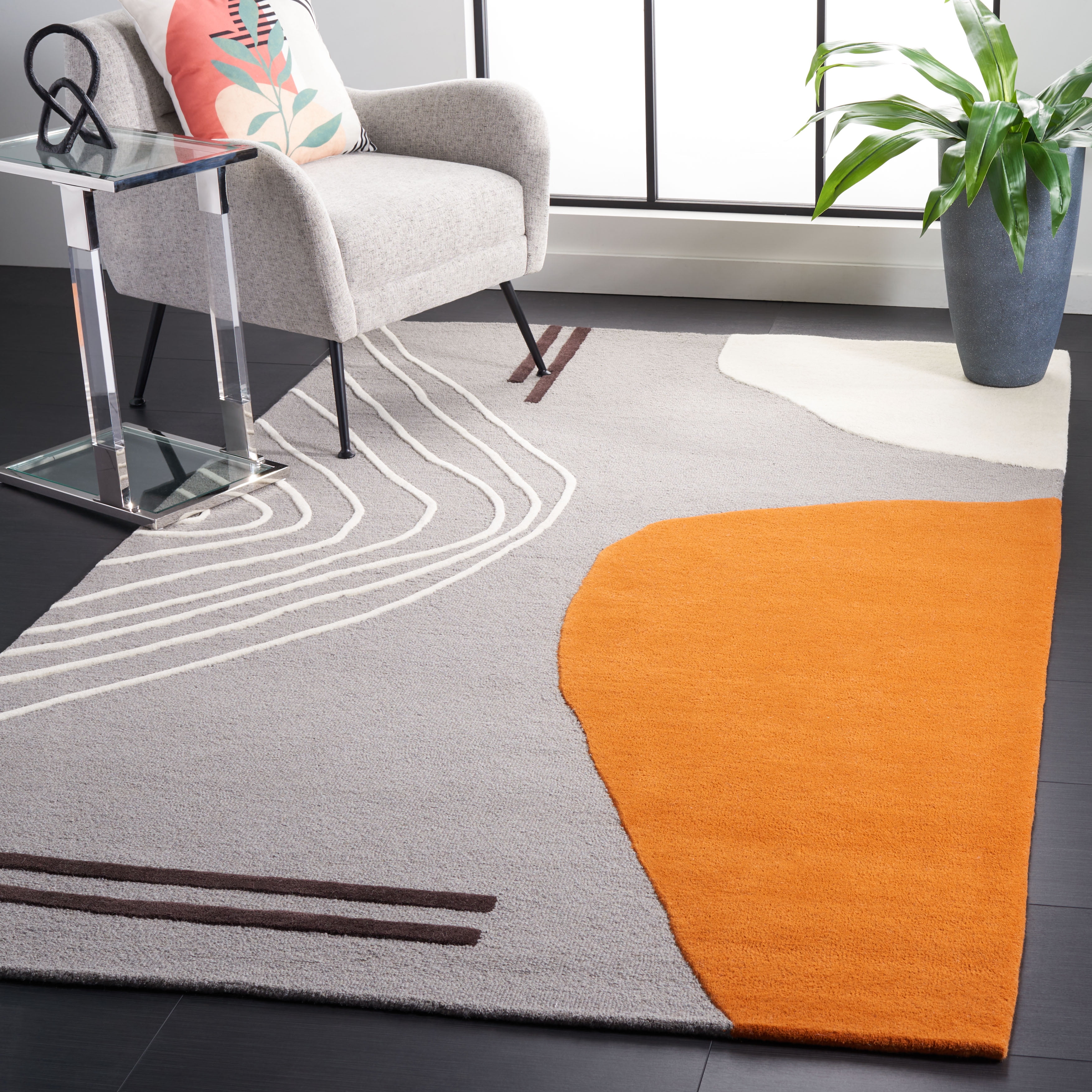 SAFAVIEH Rodeo Drive Dusan Abstract Area Rug, Gray/Rust, 10' x 14'