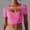Pink, variant on Oplxuo Short Sleeve Gym Workout Crop Tops for Women Sexy Sheer Mesh Cutout Fitted Yoga Running Shirts Going Out Blouse