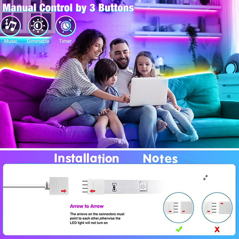 65.6ft Led Lights for Bedroom, Reemeer Led Strip Lights Music Sync Color  Changing Led Lights with App Control and Remote, Led Light Strips Used for  Party, Home Decoration 