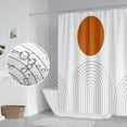 thumbnail image 3 of Abstract Mid Century Bohemian Bathroom Shower Curtain Orange Sun Lines Arch Shower Curtain with Hooks Waterproof Fabric Polyester Shower Curtain Minimalist Home Decor, 72x84 Inch, 3 of 6